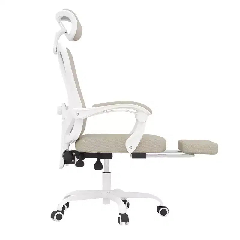 MAYEERTY Ergonomic Mesh Office Chair - With Headrest, Lumbar Support & Footrest for Home Office & Study (Khaki)