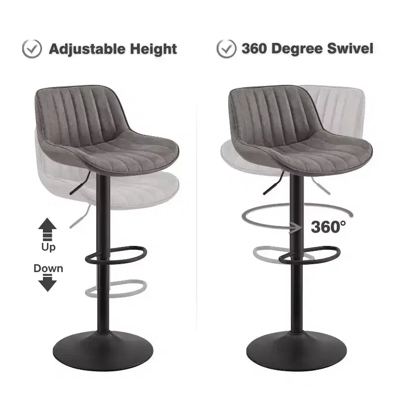 Art Leon Set of 4 Faux Leather Swivel and Height Adjustable Barstool