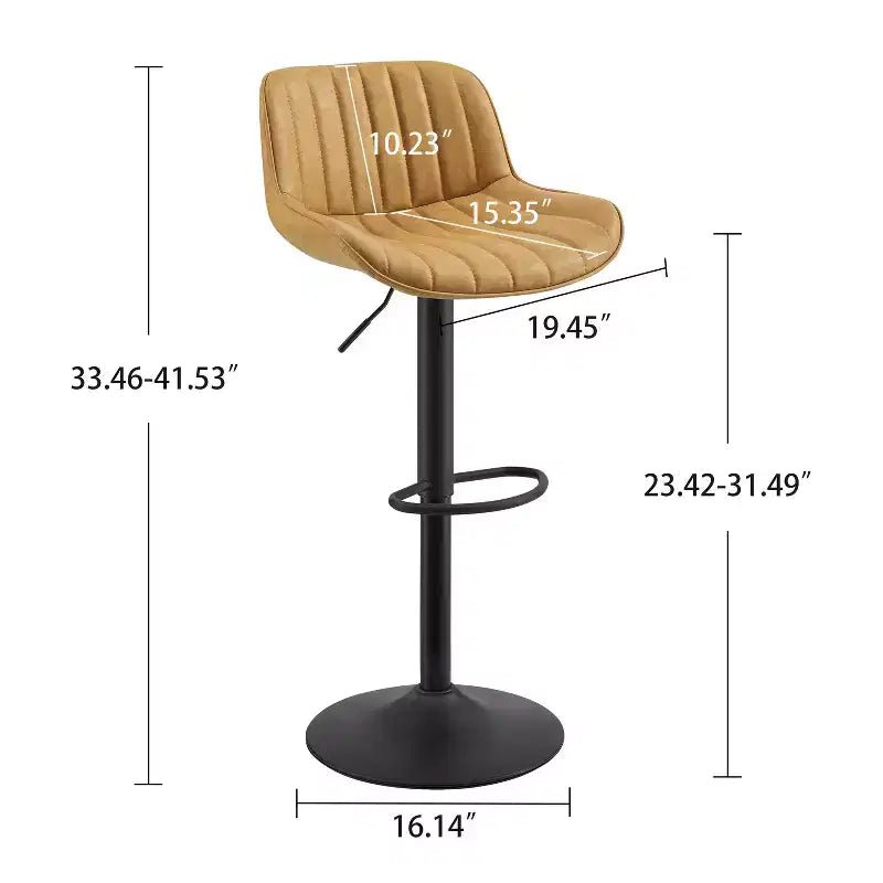 Art Leon Set of 4 Faux Leather Swivel and Height Adjustable Barstool