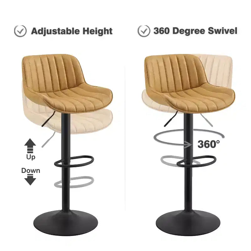 Art Leon Set of 4 Faux Leather Swivel and Height Adjustable Barstool