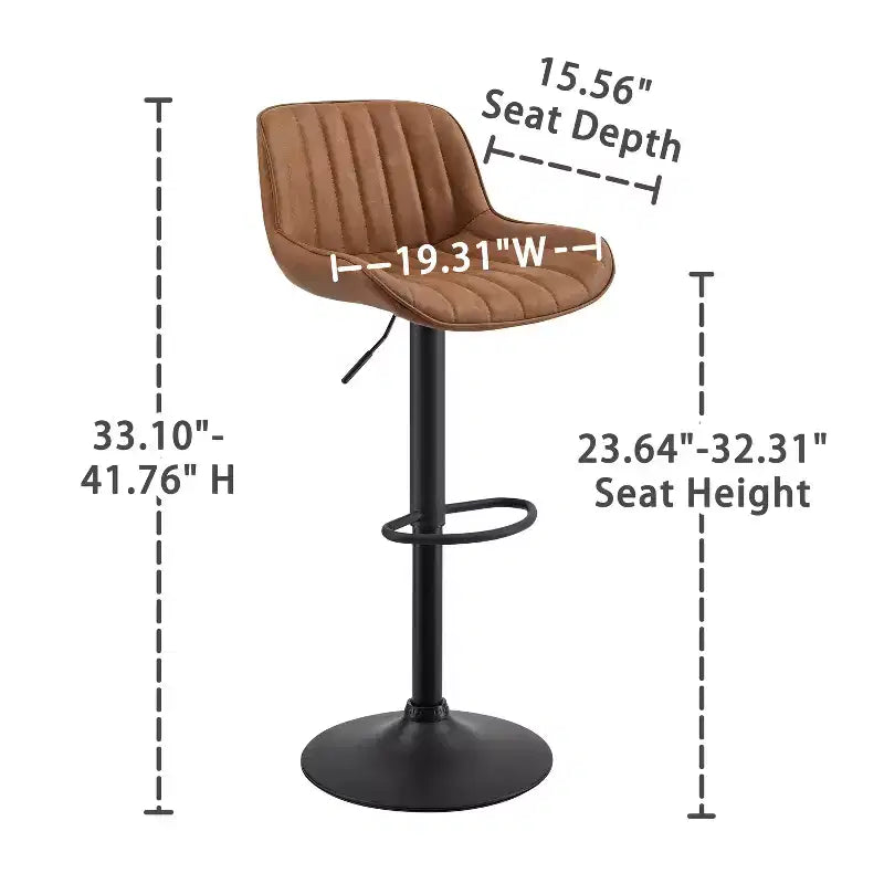Art Leon Set of 4 Faux Leather Swivel and Height Adjustable Barstool