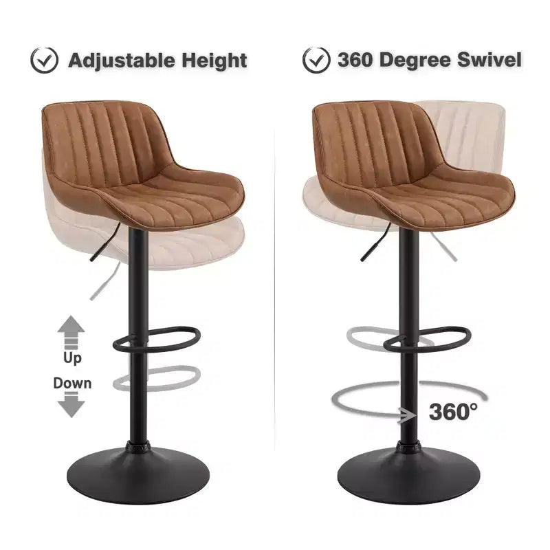 Art Leon Set of 4 Faux Leather Swivel and Height Adjustable Barstool