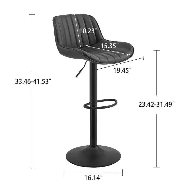 Art Leon Set of 4 Faux Leather Swivel and Height Adjustable Barstool