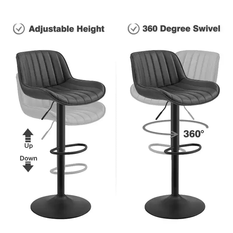 Art Leon Set of 4 Faux Leather Swivel and Height Adjustable Barstool