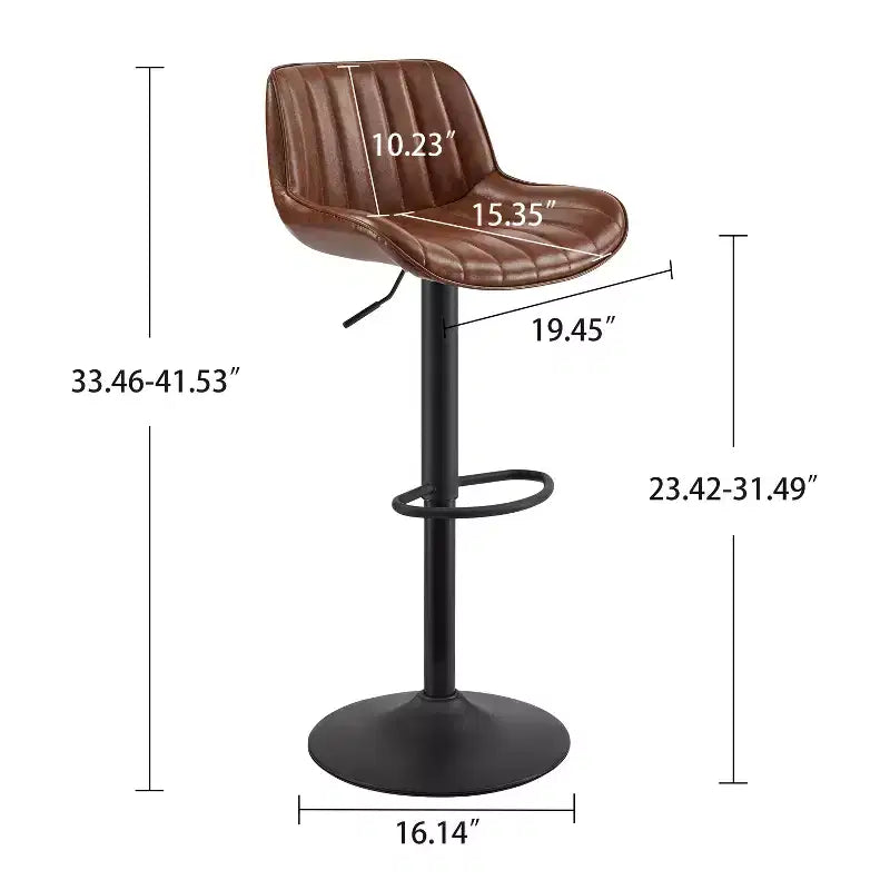 Art Leon Set of 4 Faux Leather Swivel and Height Adjustable Barstool