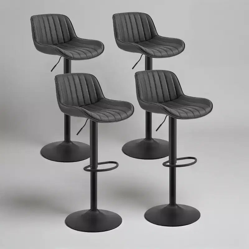 Art Leon Set of 4 Faux Leather Swivel and Height Adjustable Barstool