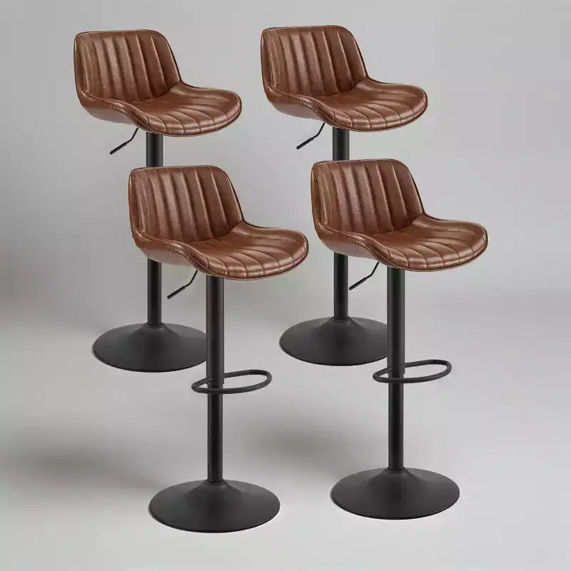 Art Leon Set of 4 Faux Leather Swivel and Height Adjustable Barstool