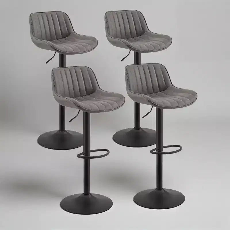 Art Leon Set of 4 Faux Leather Swivel and Height Adjustable Barstool
