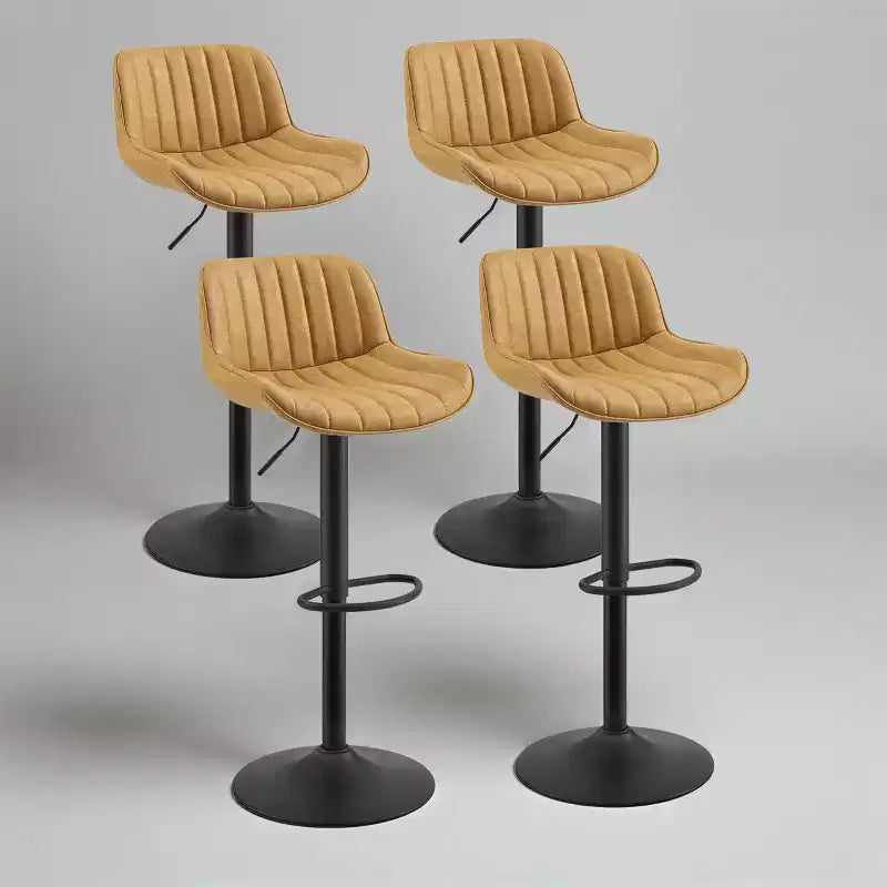 Art Leon Set of 4 Faux Leather Swivel and Height Adjustable Barstool