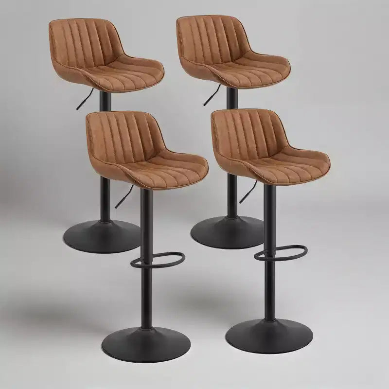 Art Leon Set of 4 Faux Leather Swivel and Height Adjustable Barstool