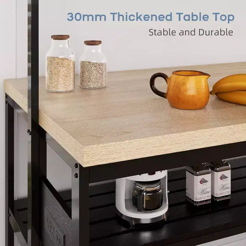 Large Kitchen Island Bakers Rack Microwave Oven Stand Shelf with 3 Tier Storage, Metal Coffee Bar Table, Kitchen Storage for Dining Living Room