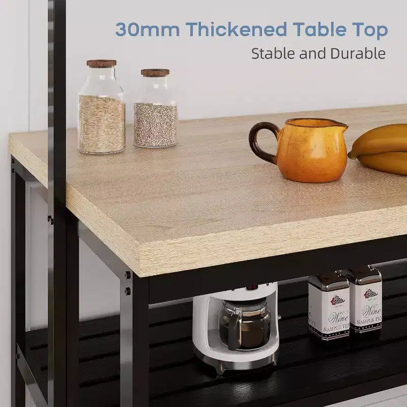 Large Kitchen Island Bakers Rack Microwave Oven Stand Shelf with 3 Tier Storage, Metal Coffee Bar Table, Kitchen Storage for Dining Living Room