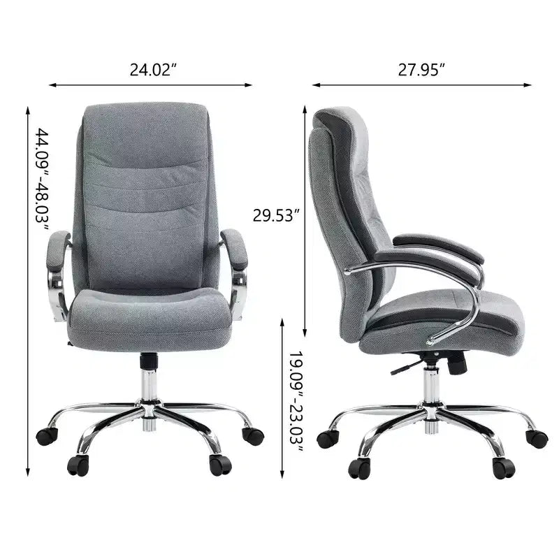 Okak Modern High-Back Upholstered Task Office Chair,Adjustable Swivel Computer Chair for Office,Study,Vanity Room