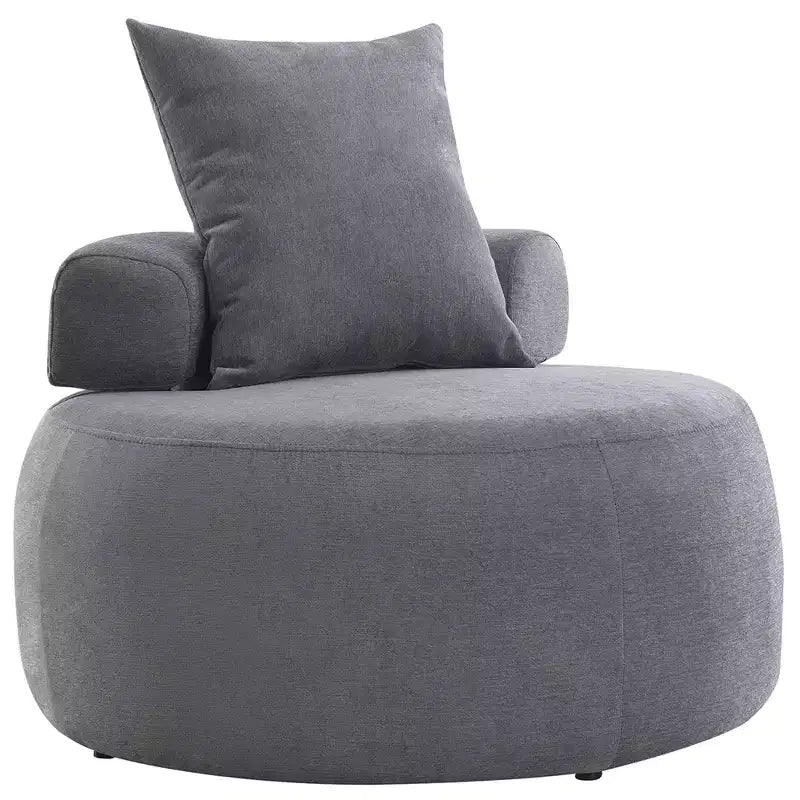 GustoWave Oversized Round Accent Chair, Modern Upholstered Sofa with Pillows, Cozy Leisure Chair for Living Room, Chenille Fabric, Light Gray