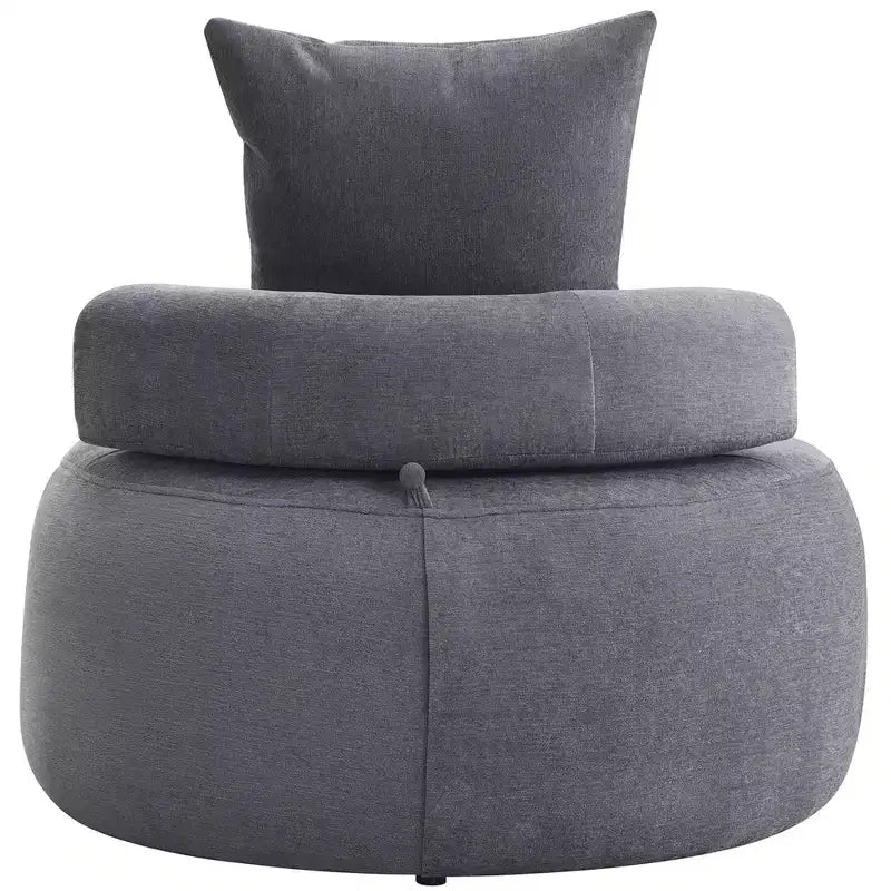 GustoWave Oversized Round Accent Chair, Modern Upholstered Sofa with Pillows, Cozy Leisure Chair for Living Room, Chenille Fabric, Light Gray