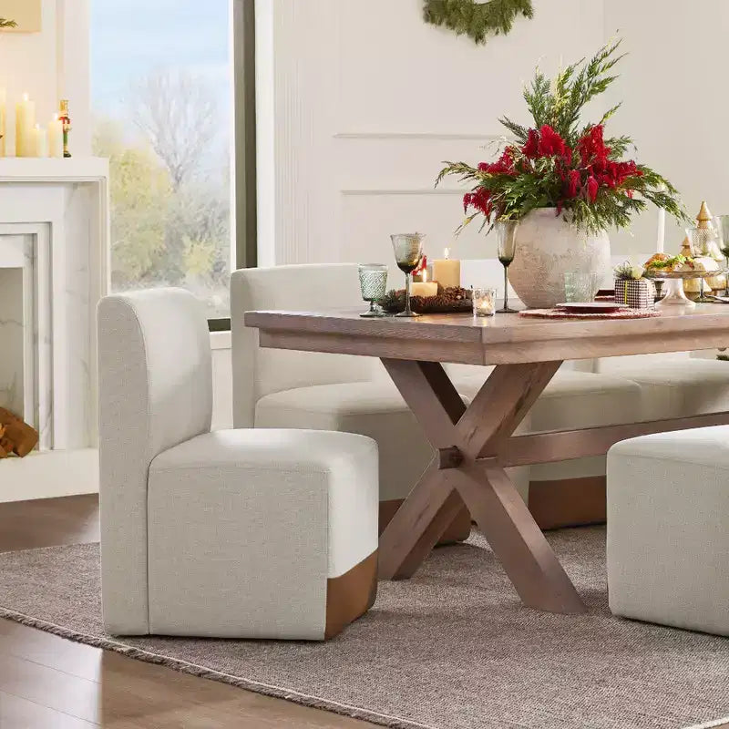 Spruce&Spring Upholstered Movable Rolling Dining Chairs with Casters Set of 2