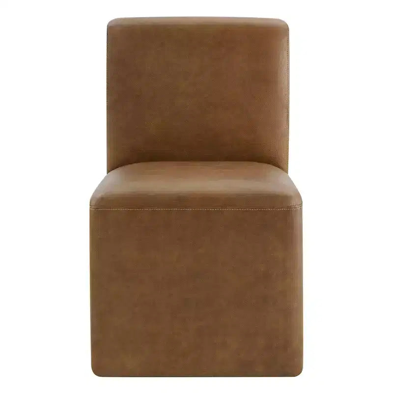 Spruce&Spring Upholstered Movable Rolling Dining Chairs with Casters Set of 2