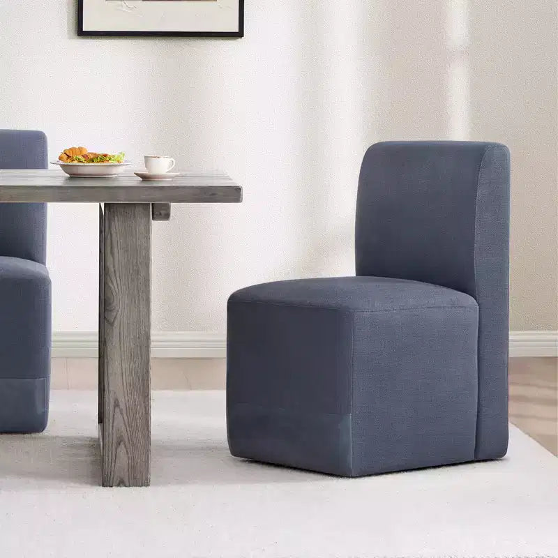 Spruce&Spring Upholstered Movable Rolling Dining Chairs with Casters Set of 2