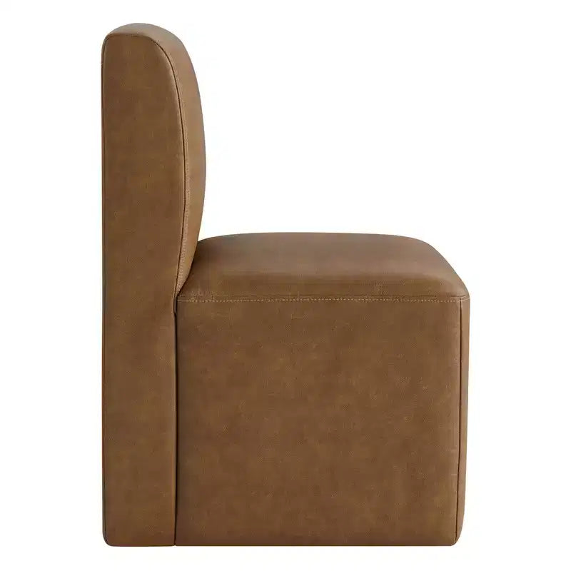 Spruce&Spring Upholstered Movable Rolling Dining Chairs with Casters Set of 2
