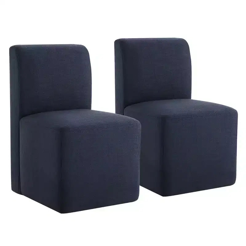 Spruce&Spring Upholstered Movable Rolling Dining Chairs with Casters Set of 2