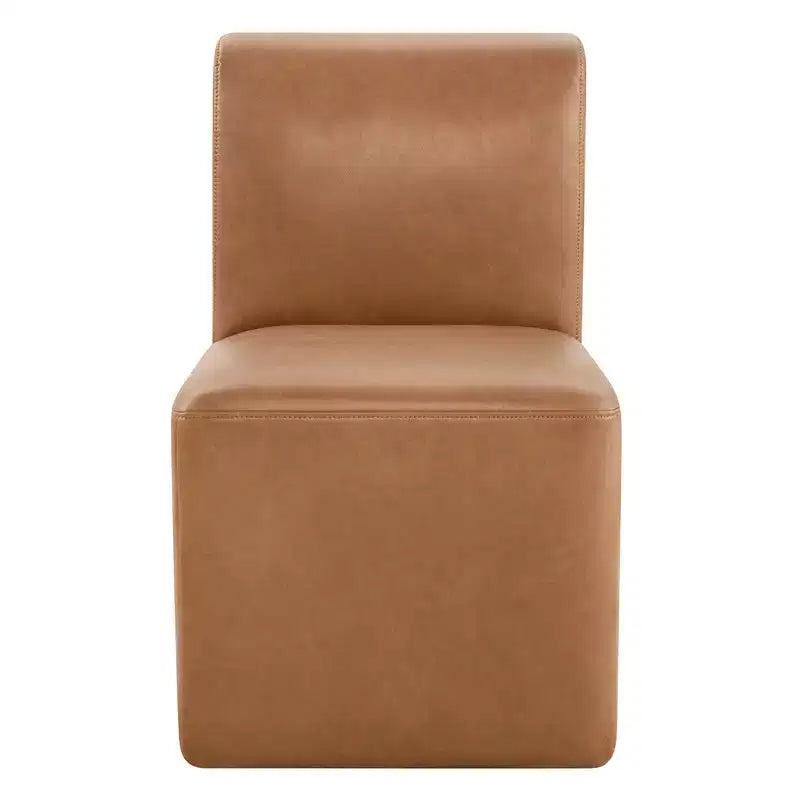 Spruce&Spring Upholstered Movable Rolling Dining Chairs with Casters Set of 2