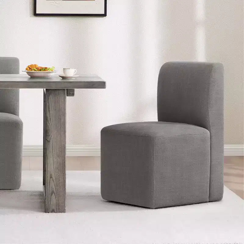 Spruce&Spring Upholstered Movable Rolling Dining Chairs with Casters Set of 2