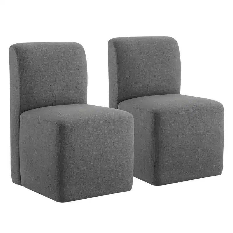 Spruce&Spring Upholstered Movable Rolling Dining Chairs with Casters Set of 2