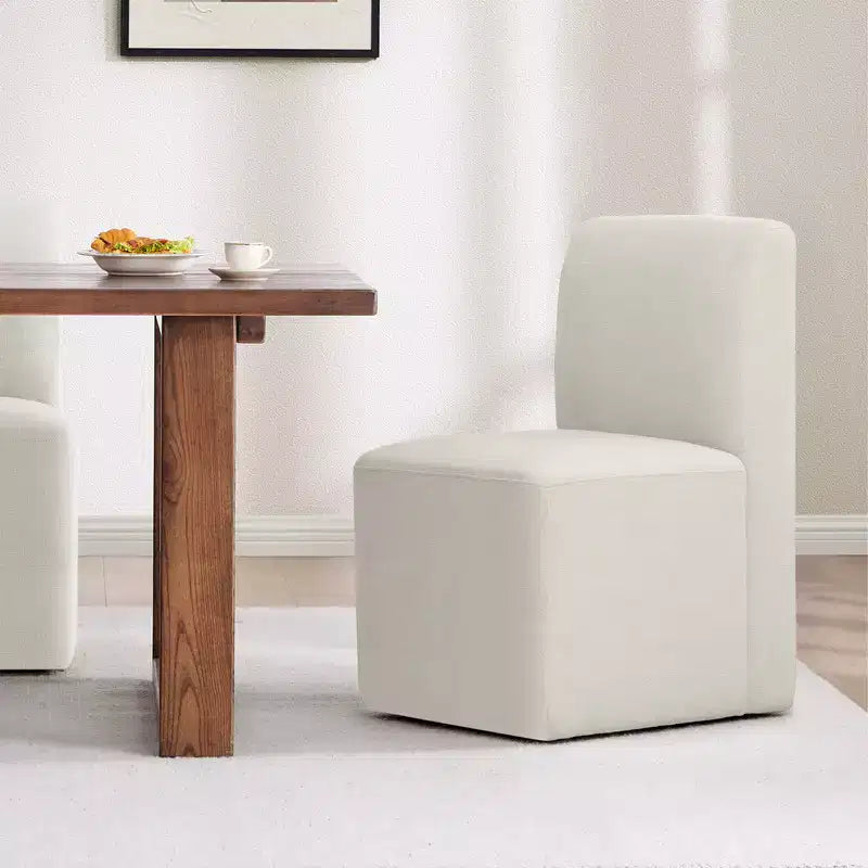 Spruce&Spring Upholstered Movable Rolling Dining Chairs with Casters Set of 2