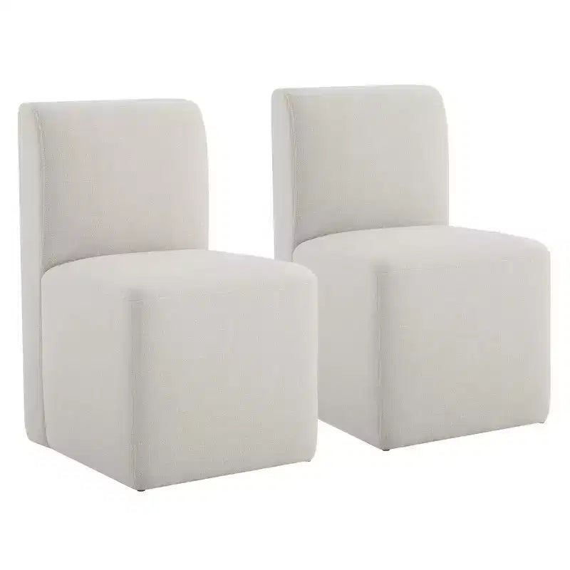 Spruce&Spring Upholstered Movable Rolling Dining Chairs with Casters Set of 2