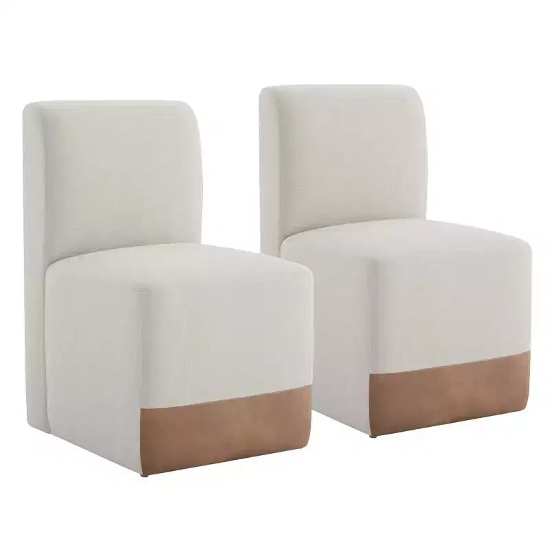 Spruce&Spring Upholstered Movable Rolling Dining Chairs with Casters Set of 2