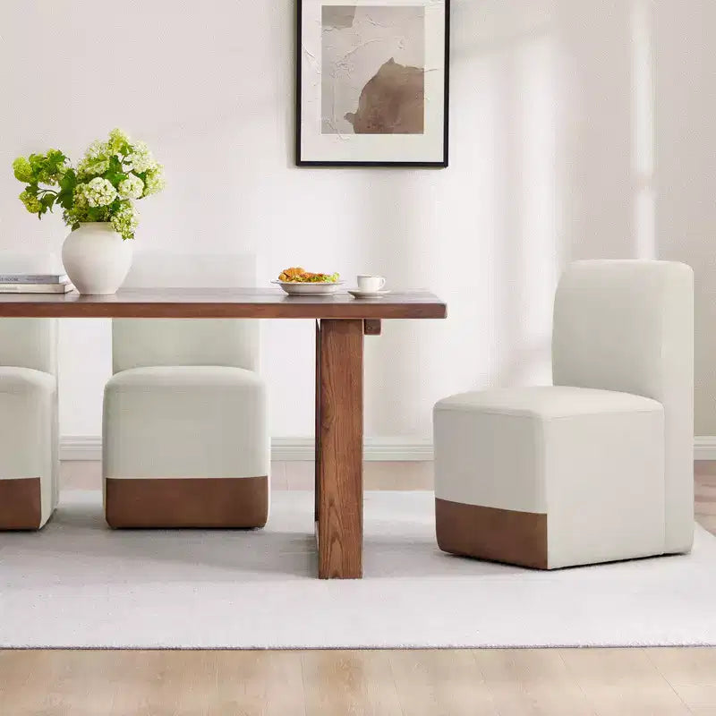 Spruce&Spring Upholstered Movable Rolling Dining Chairs with Casters Set of 2