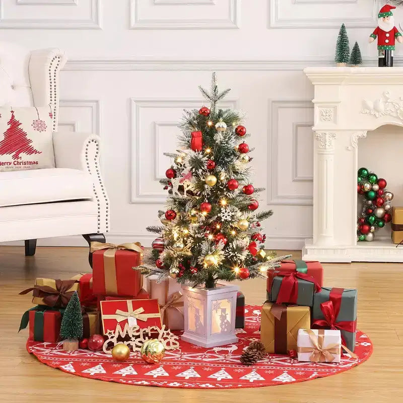 Acekool 3ft Flocked Tabletop Tree: Instant Seasonal Ambiance with Wireless Lighting