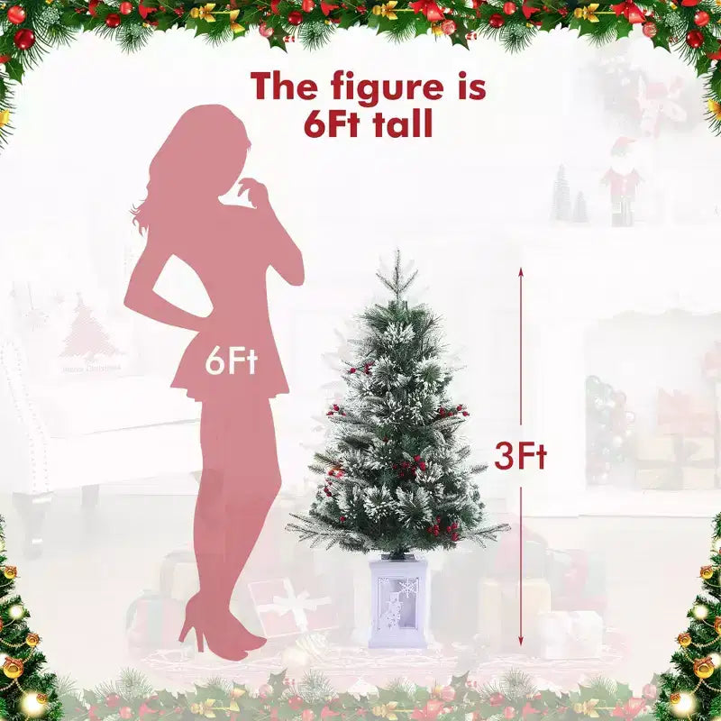 Acekool 3ft Flocked Tabletop Tree: Instant Seasonal Ambiance with Wireless Lighting
