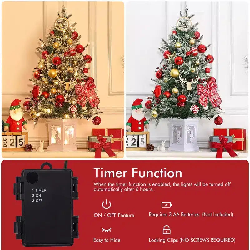 Acekool 3ft Flocked Tabletop Tree: Instant Seasonal Ambiance with Wireless Lighting