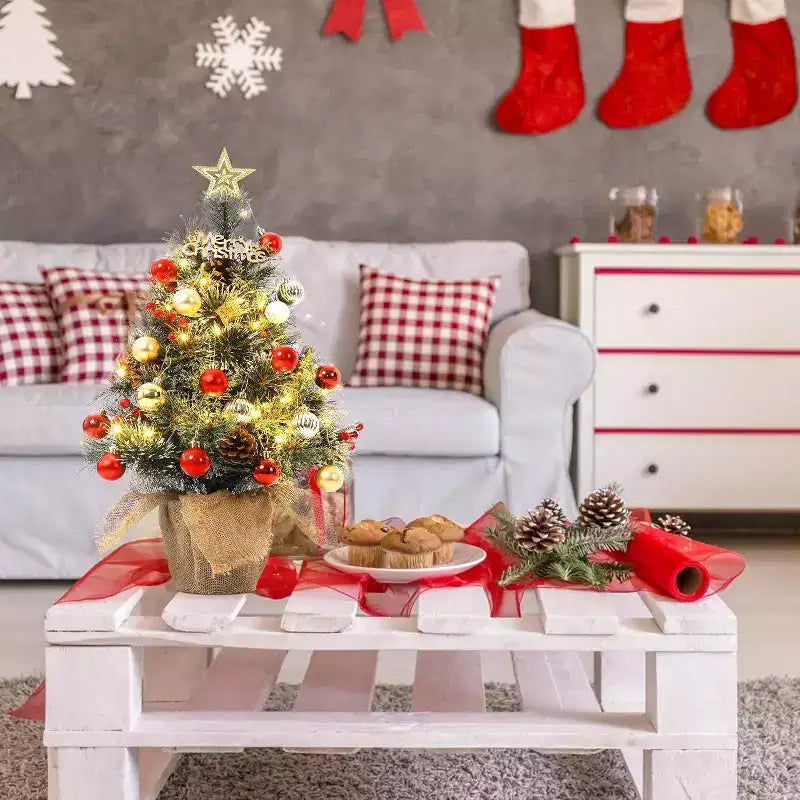 Acekool 3ft Flocked Tabletop Tree: Instant Seasonal Ambiance with Wireless Lighting