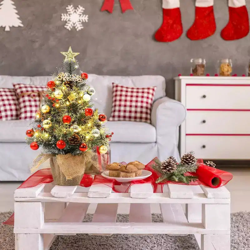 Acekool 3ft Flocked Tabletop Tree: Instant Seasonal Ambiance with Wireless Lighting