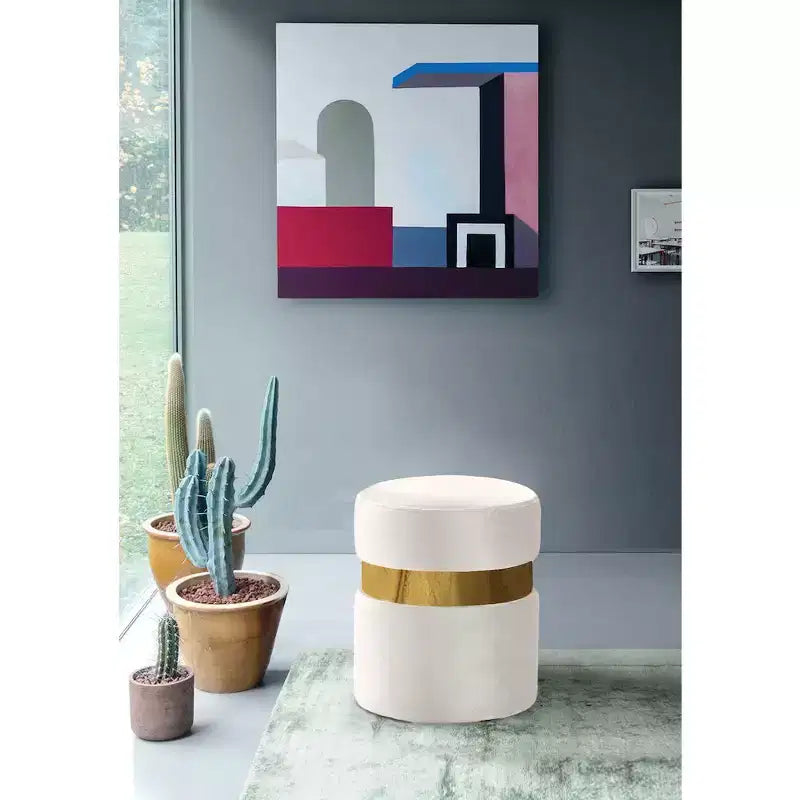 Meridian Furniture,Hailey Velvet Ottoman/Stool