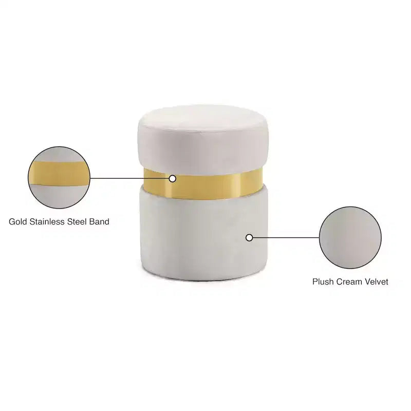 Meridian Furniture,Hailey Velvet Ottoman/Stool