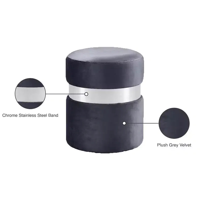 Meridian Furniture,Hailey Velvet Ottoman/Stool