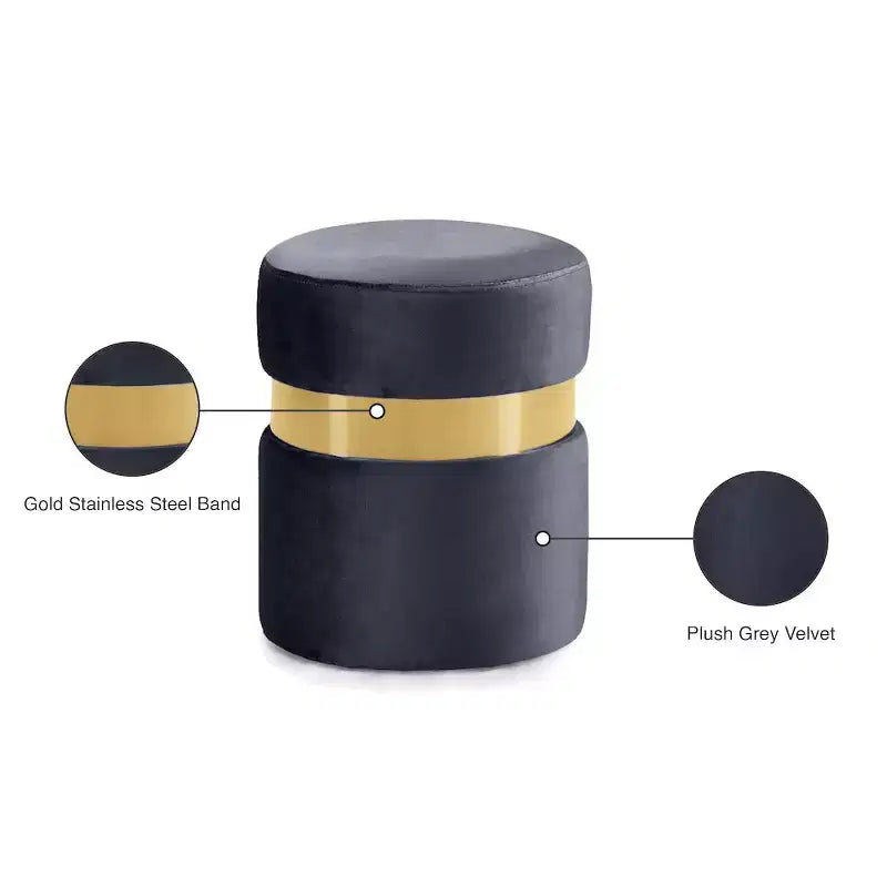Meridian Furniture,Hailey Velvet Ottoman/Stool