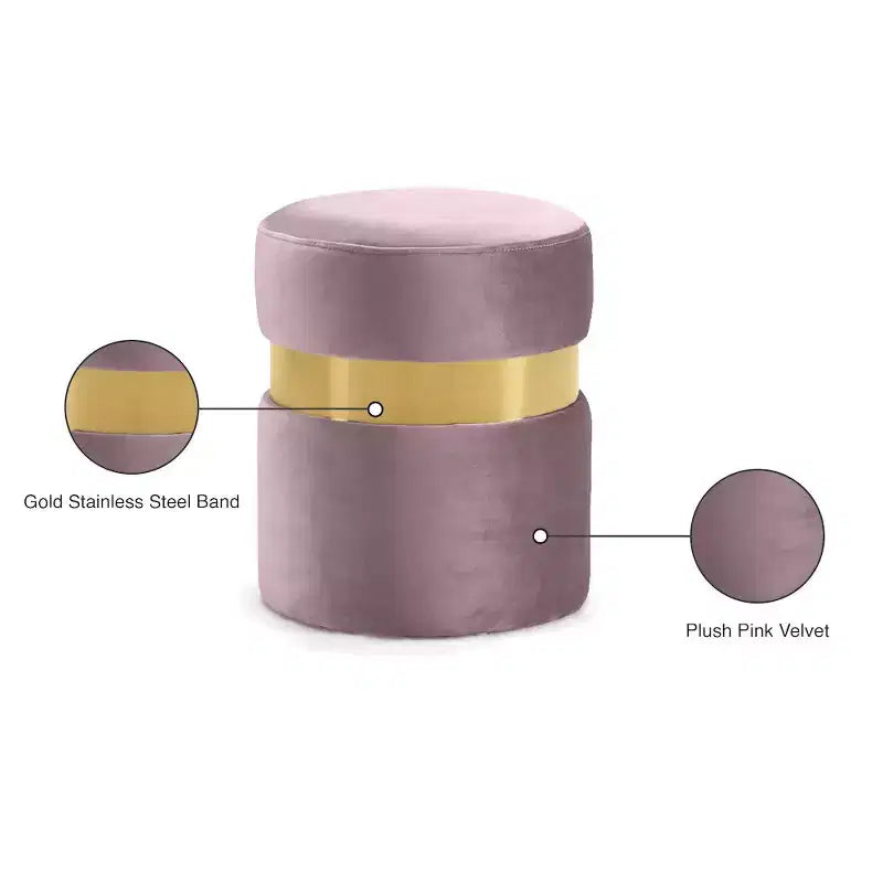 Meridian Furniture,Hailey Velvet Ottoman/Stool