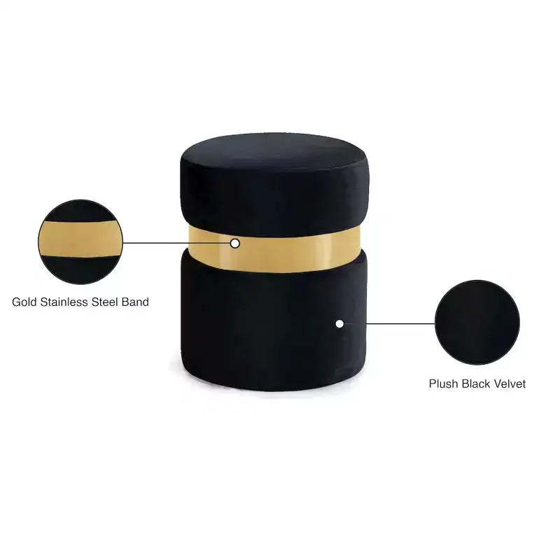 Meridian Furniture,Hailey Velvet Ottoman/Stool