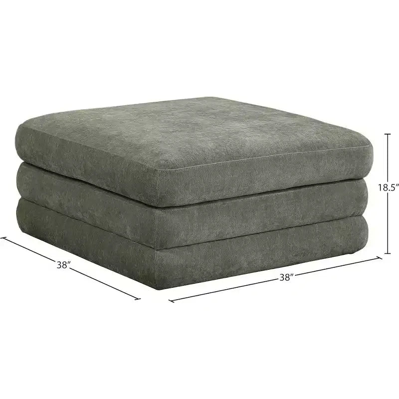 Meridian Furniture,Stellar Chenille Fabric Upholstered Modular Modular Ottoman