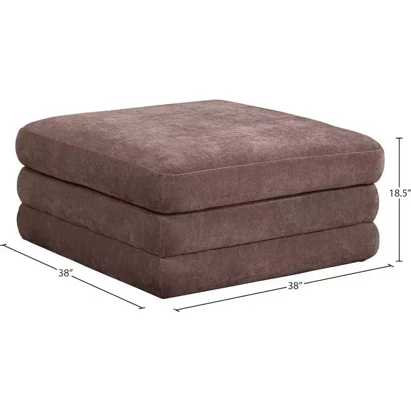 Meridian Furniture,Stellar Chenille Fabric Upholstered Modular Modular Ottoman