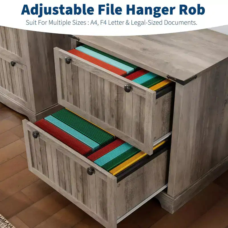 2 Drawer Farmhouse File Cabinet,30 Wood Lateral Filing Cabinet,Drawer storage cabinets, bedside tables with Hanging File Folders for Home Office
