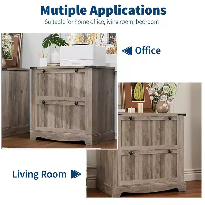 2 Drawer Farmhouse File Cabinet,30 Wood Lateral Filing Cabinet,Drawer storage cabinets, bedside tables with Hanging File Folders for Home Office
