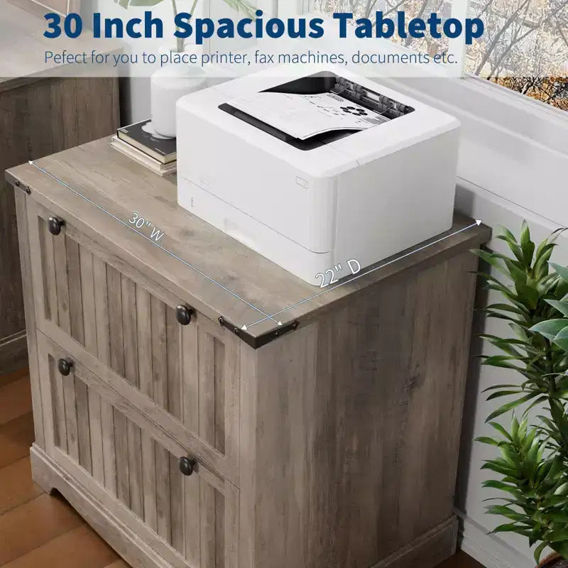 2 Drawer Farmhouse File Cabinet,30 Wood Lateral Filing Cabinet,Drawer storage cabinets, bedside tables with Hanging File Folders for Home Office