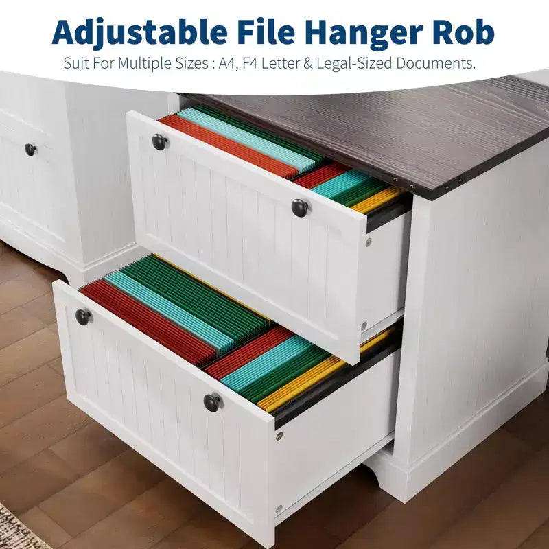 2 Drawer Farmhouse File Cabinet,30 Wood Lateral Filing Cabinet,Drawer storage cabinets, bedside tables with Hanging File Folders for Home Office