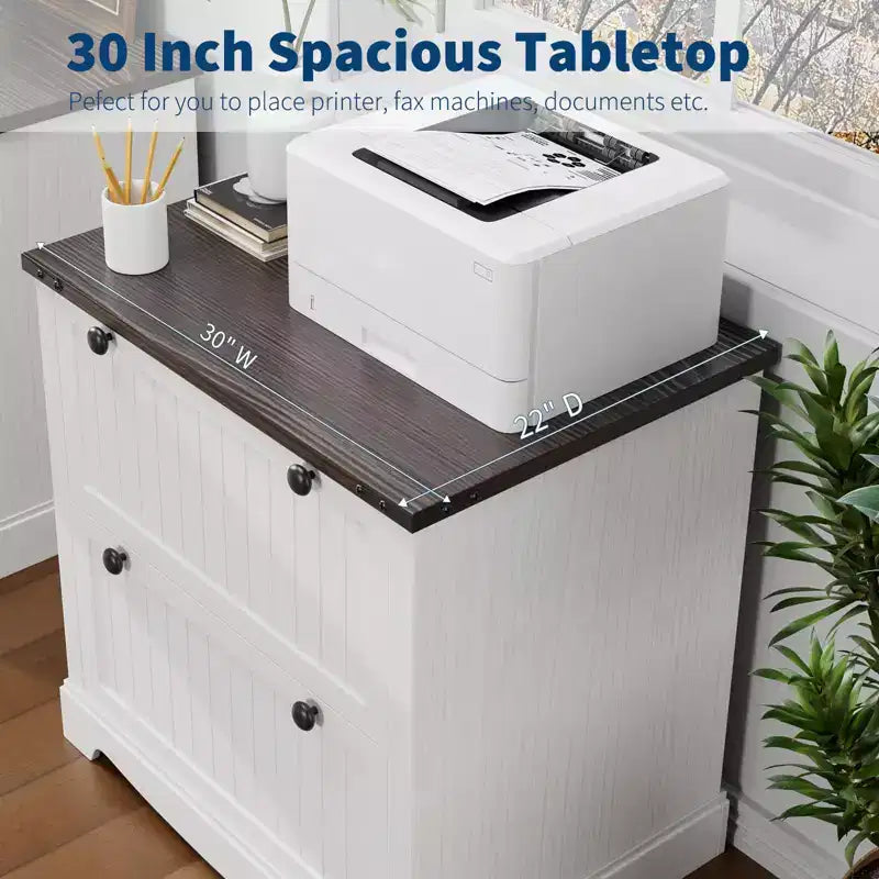 2 Drawer Farmhouse File Cabinet,30 Wood Lateral Filing Cabinet,Drawer storage cabinets, bedside tables with Hanging File Folders for Home Office