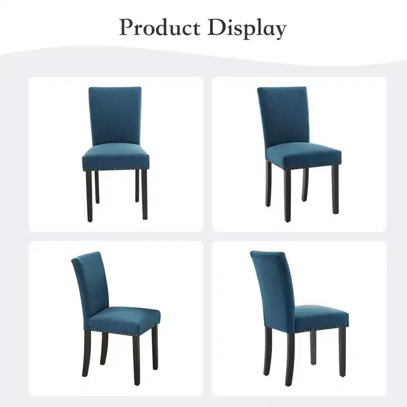 Modern Dining Chairs Set of 2, Upholstered Fabric Kitchen Chairs with Nailhead Trim, Comfortable Dining Chairs for Small Space Apartment, Home